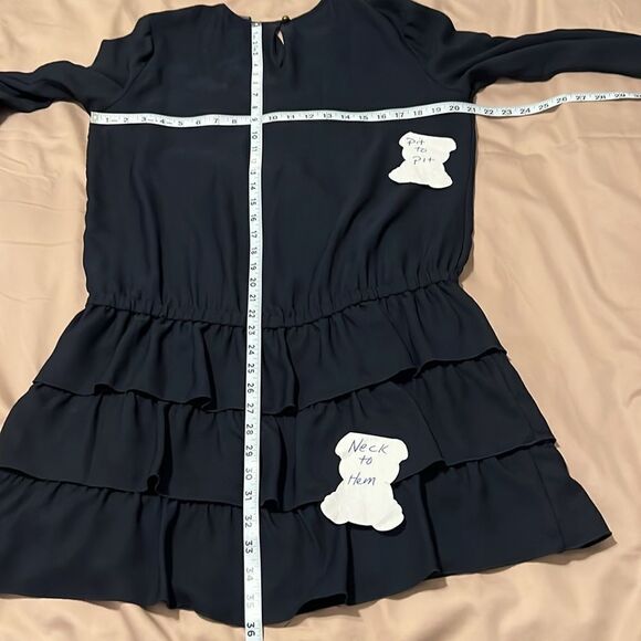 Scotch & soda szL LS black 3 ruffled drop waist gold buttons on cuffs/shoulders - Picture 8 of 8